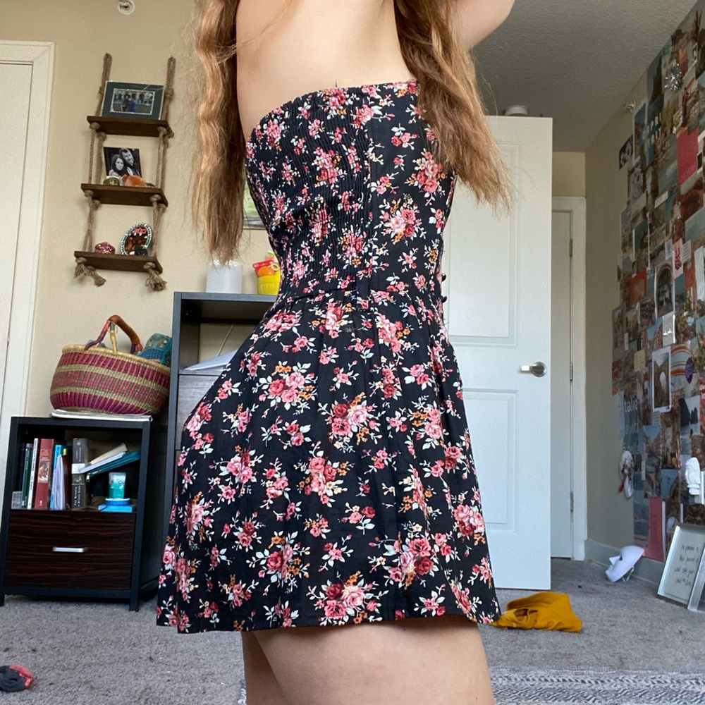 Black flowery Romper Dress